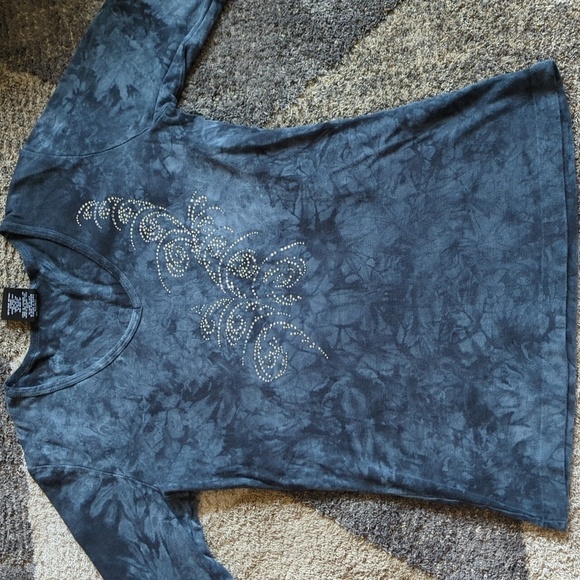 Y2K Sledge USA A New Kind Tie Dye Top Bling Made In USA Comb Cotton Large - Picture 9 of 10